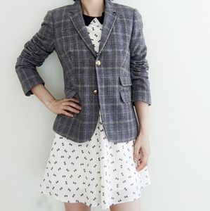 J. Crew grey plaid & houndstooth wool blazer